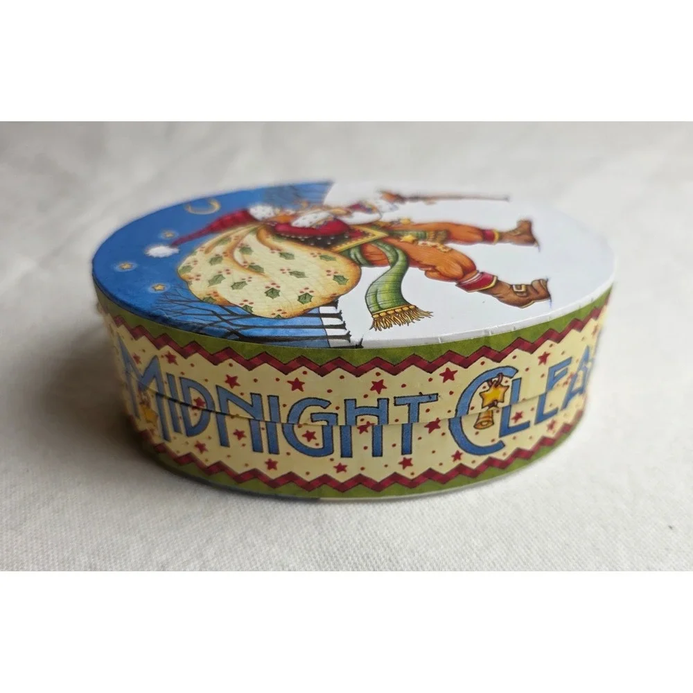 Vintage Santa Claus Oval Trinket Box Ornament It Came Upon A Midnight Clear